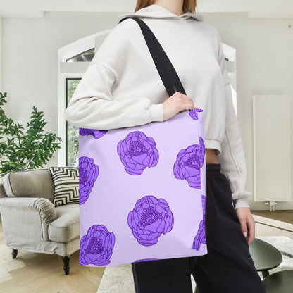 Lilac Mist Peonies Canvas Tote Bag