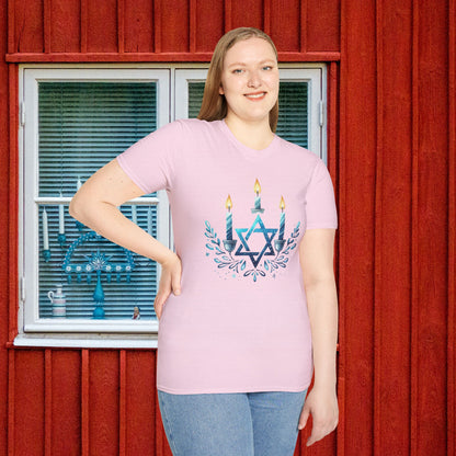 Star & Flame Hanukkah Adult T-shirt