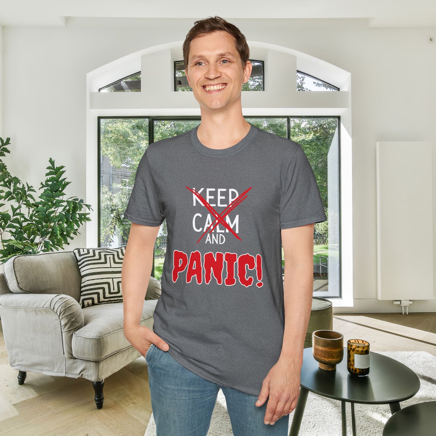 Keep Calm and Panic Adult T-shirt