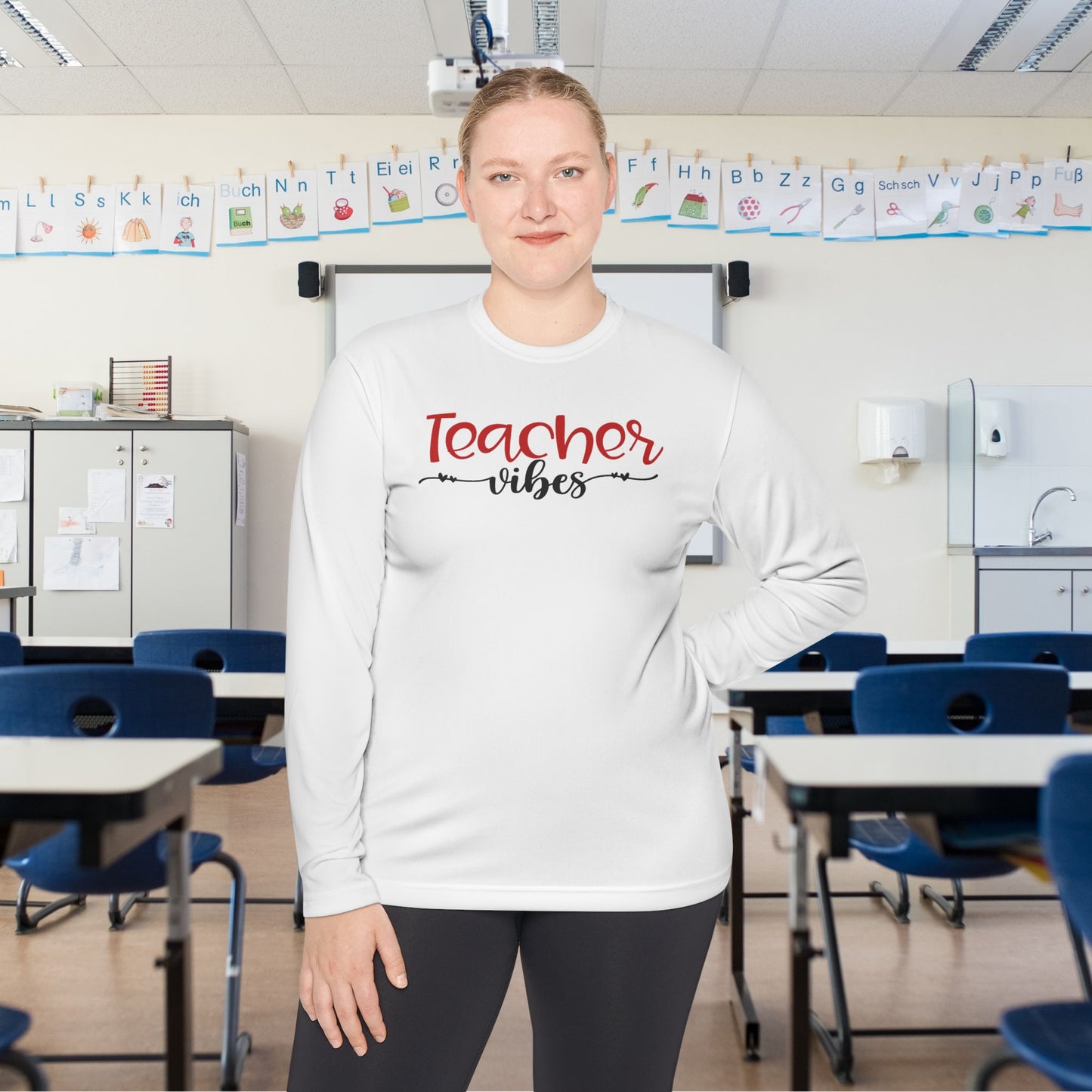 Teacher Vibes Adult Long Sleeve Tee