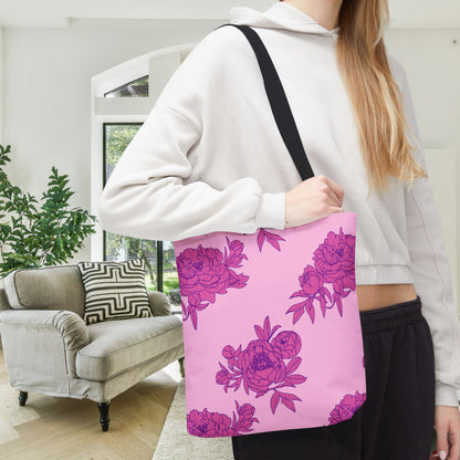 Bubblegum Bloom Peonies Canvas Tote Bag