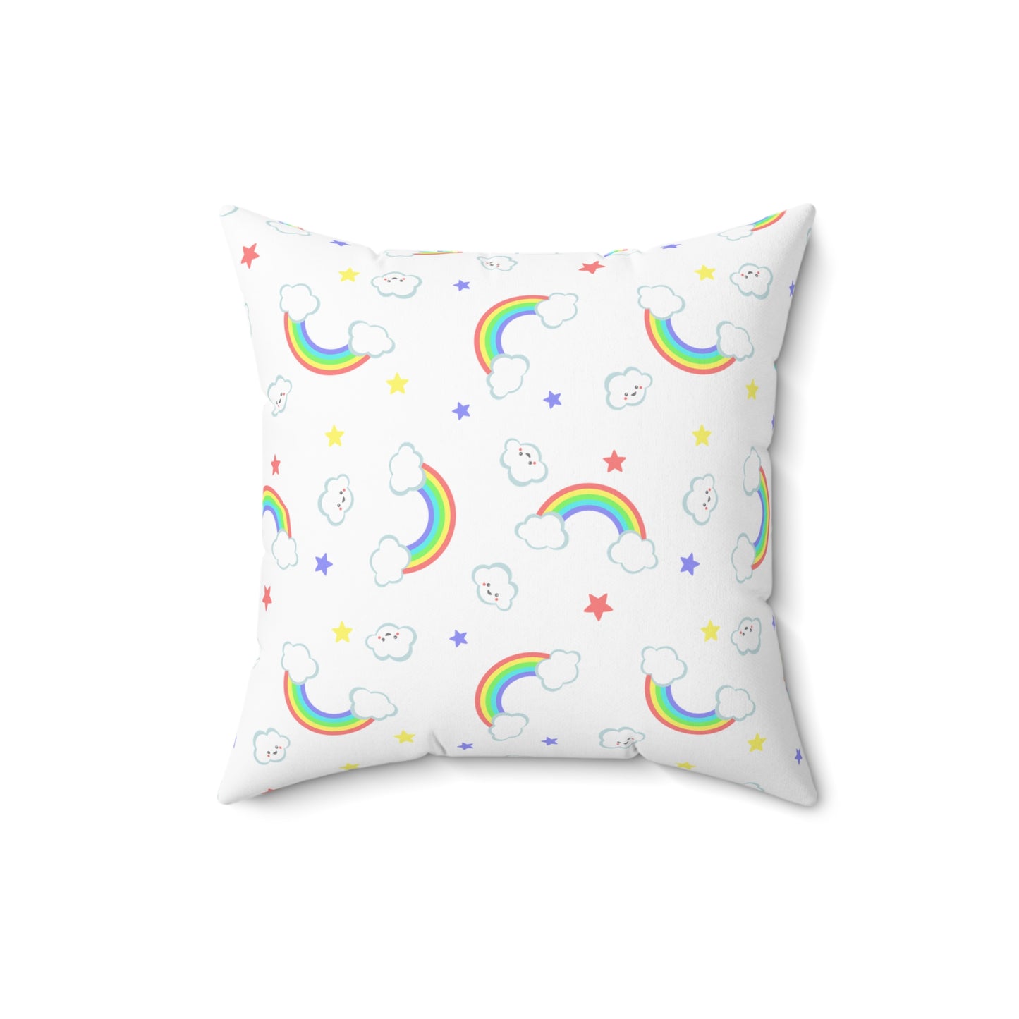 Rainbow Smiles & Stars Throw Pillow