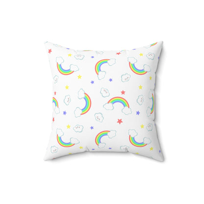Rainbow Smiles & Stars Throw Pillow