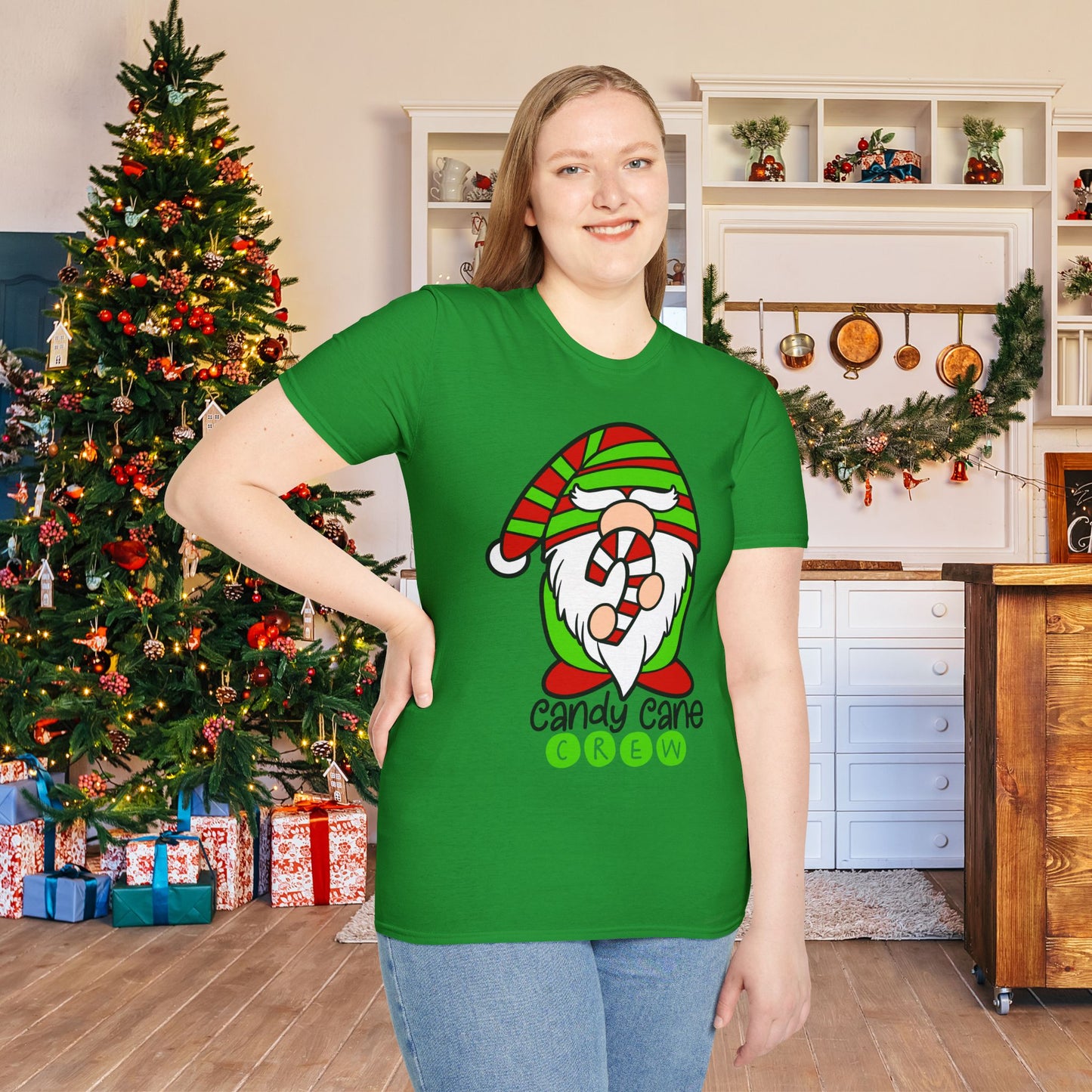 Candy Cane Crew Gnome Adult T-shirt