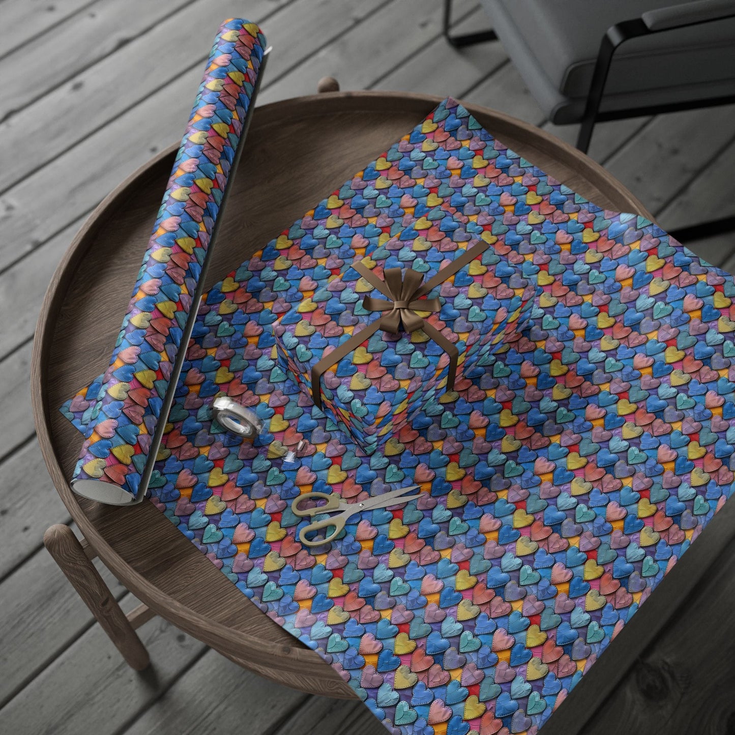 Color Pop Leather Hearts Wrapping Paper