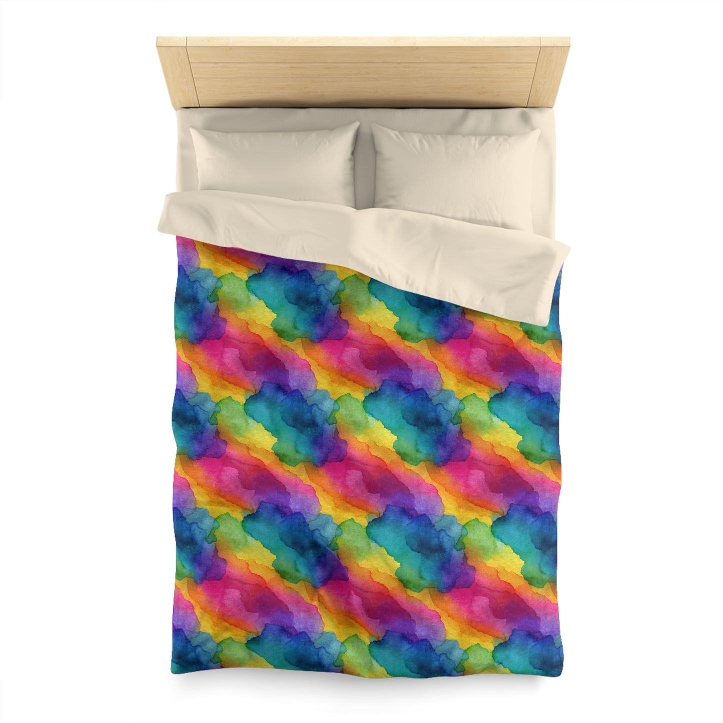 Rainbow Watercolors Microfiber Duvet Cover