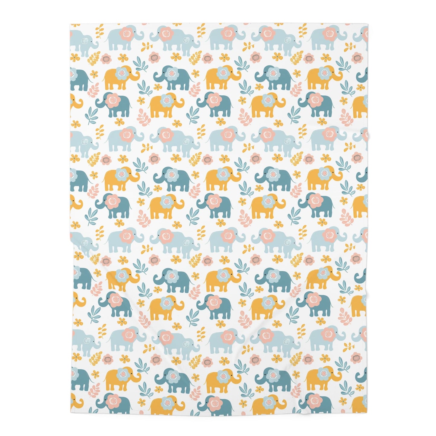 Elephants in Bloom Baby Swaddle Blanket