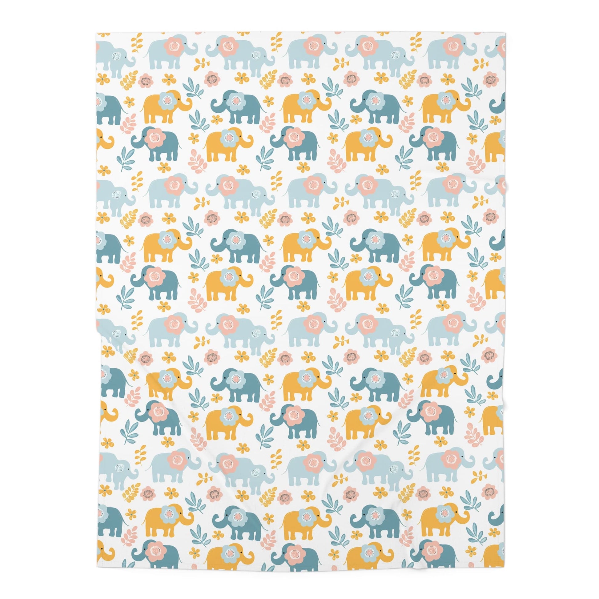 Elephants in Bloom Baby Swaddle Blanket