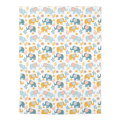Elephants in Bloom Baby Swaddle Blanket