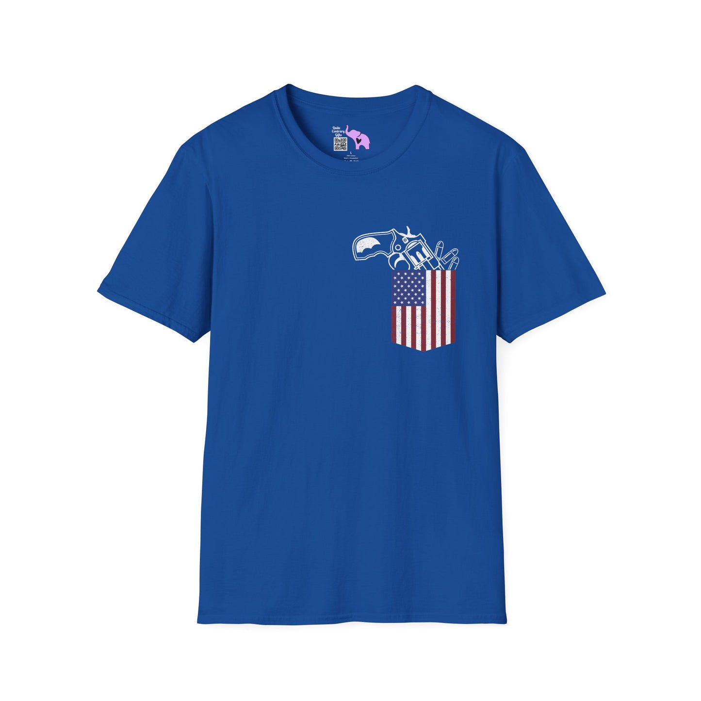 American Flag Pocket Gun Adult T-shirt