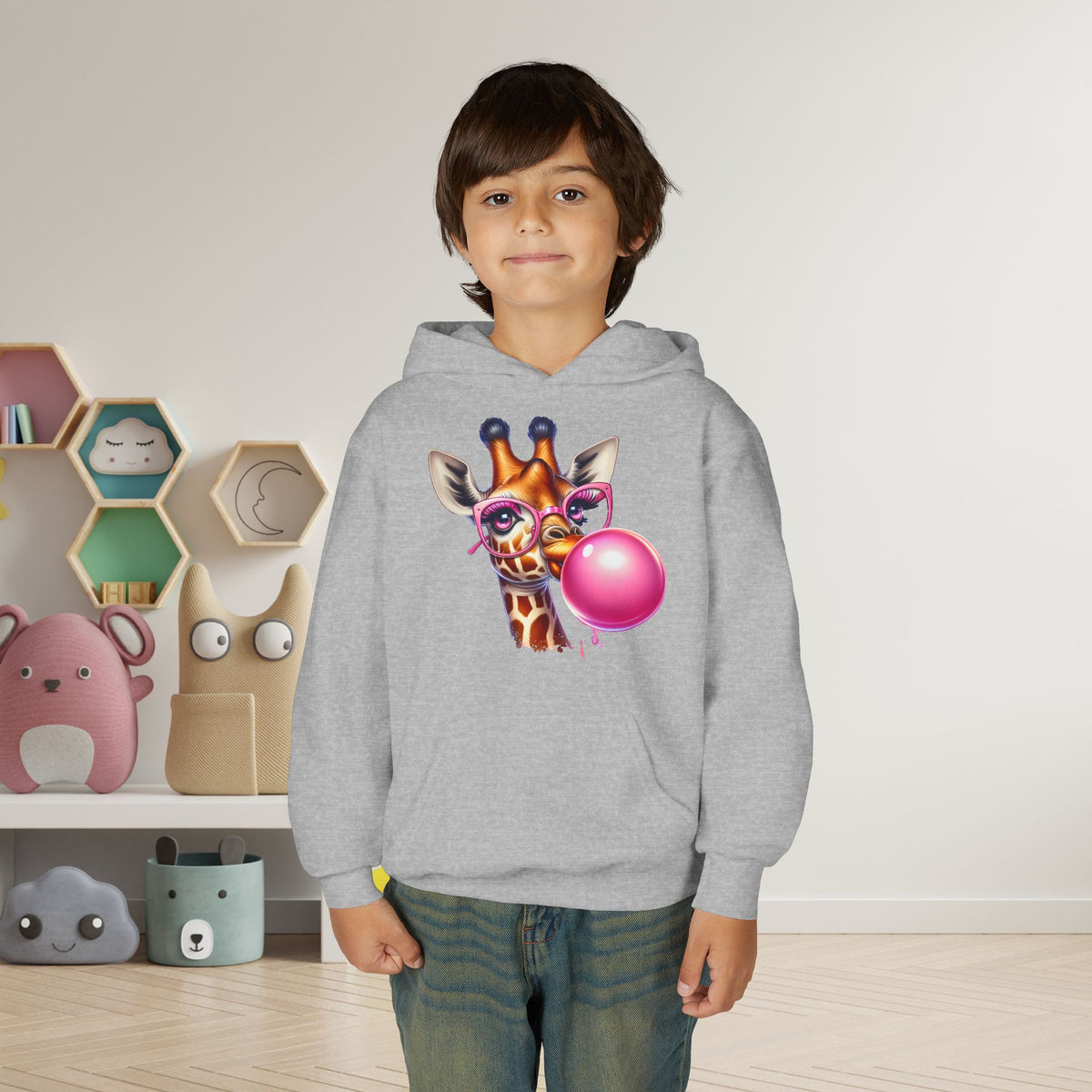 Girraffe Blowing Bubble Youth Heavy Blend Hoodie