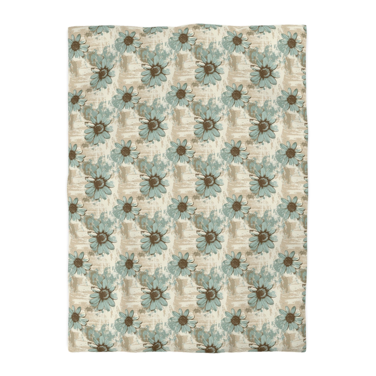 Rustic Teal Daisy Microfiber Duvet Cover