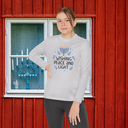 Hanukkah Wishing Peace & Light Youth Long Sleeve Tee