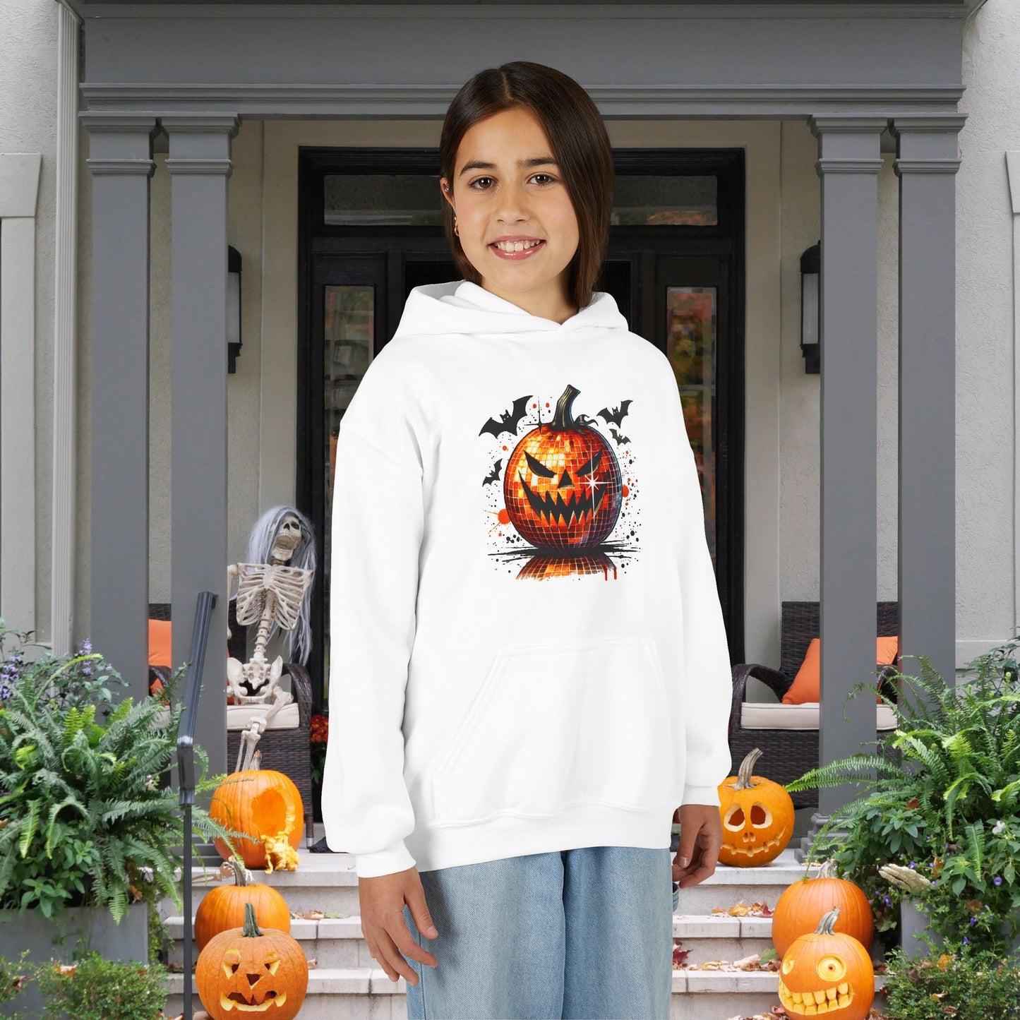 Halloween Disco Pumpkin Youth Heavy Blend Hooded Sweatshirt