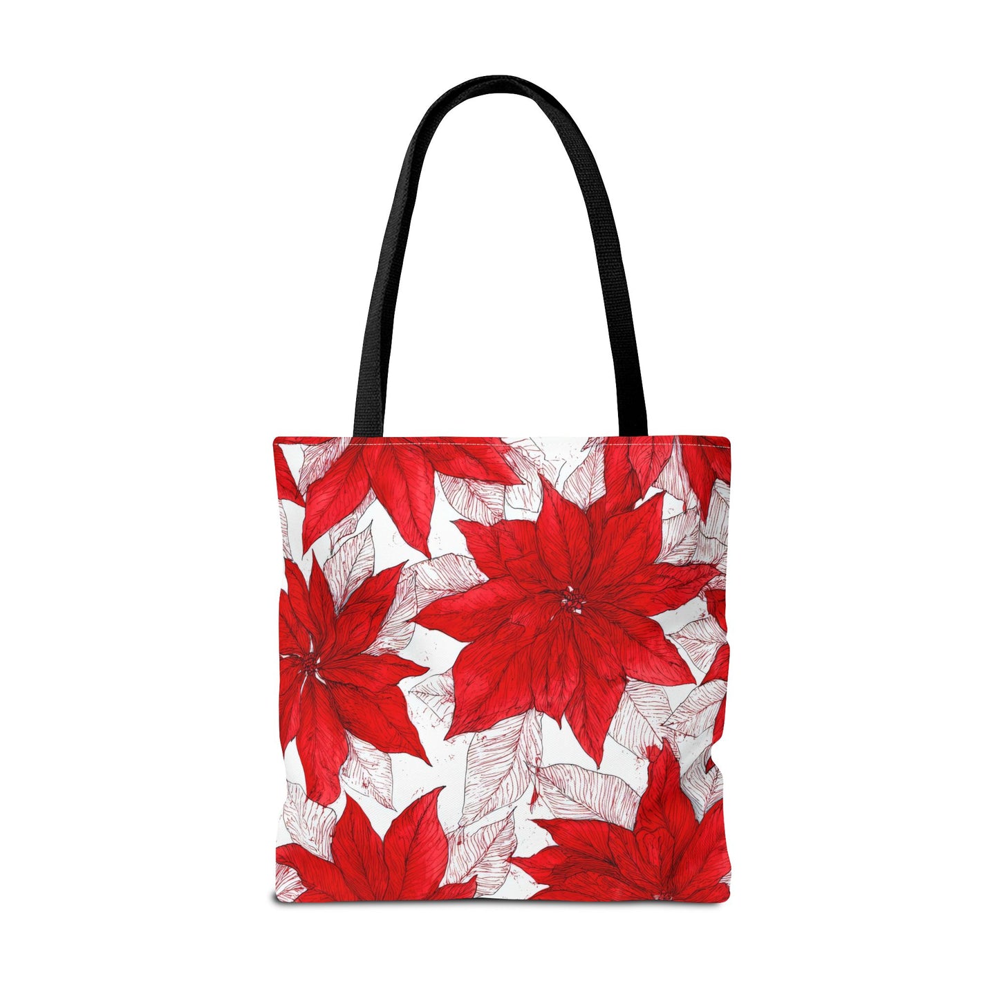 Crimson Poinsettia Sketch Canvas Tote Bag