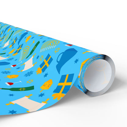 Festive Glow Hanukkah Wrapping Paper