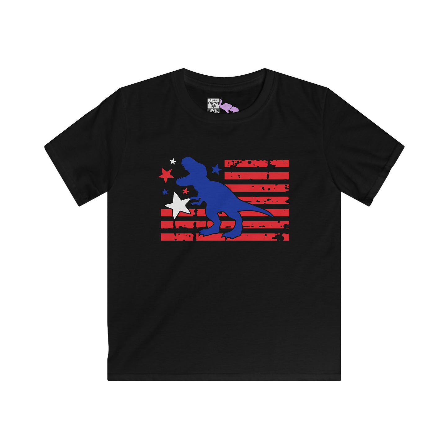 Distressed Patriotic T-Rex Youth Softstyle Tee