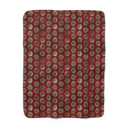 Majestic Crimson Daisies Fleece Blanket