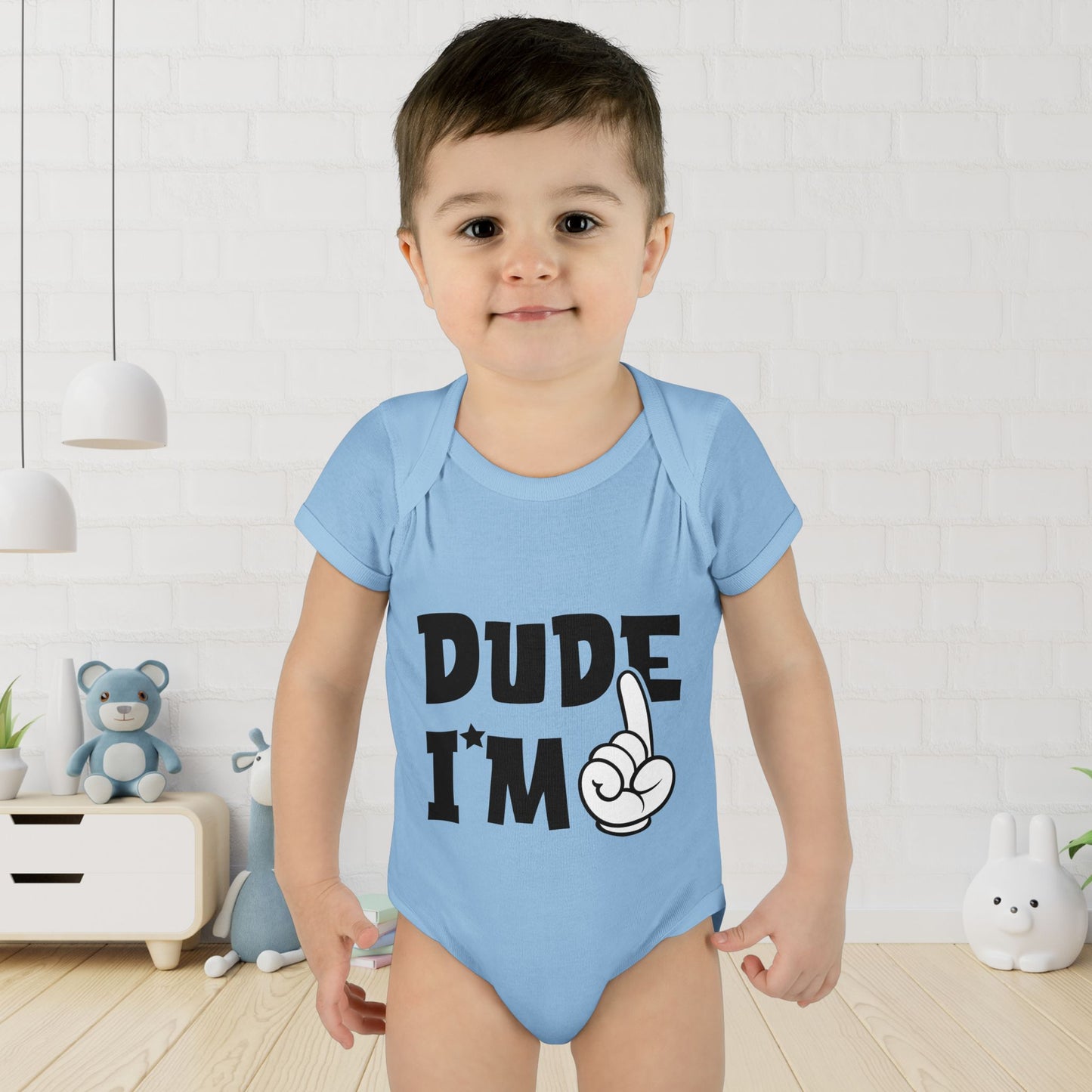 Dude I'm 1 Infant Baby Rib Bodysuit