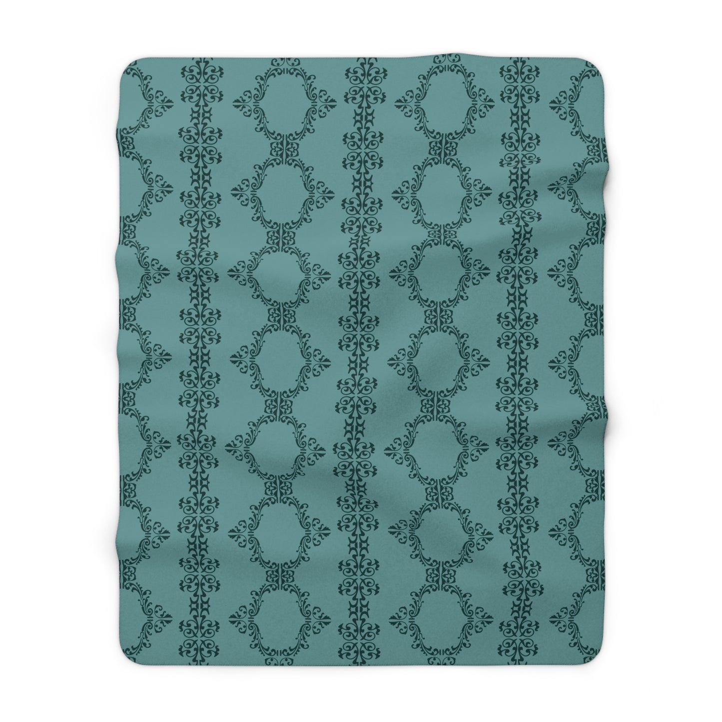 Teal Lace Pattern Sherpa Fleece Blanket