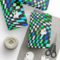 Warped Green Checkered Wrapping Paper