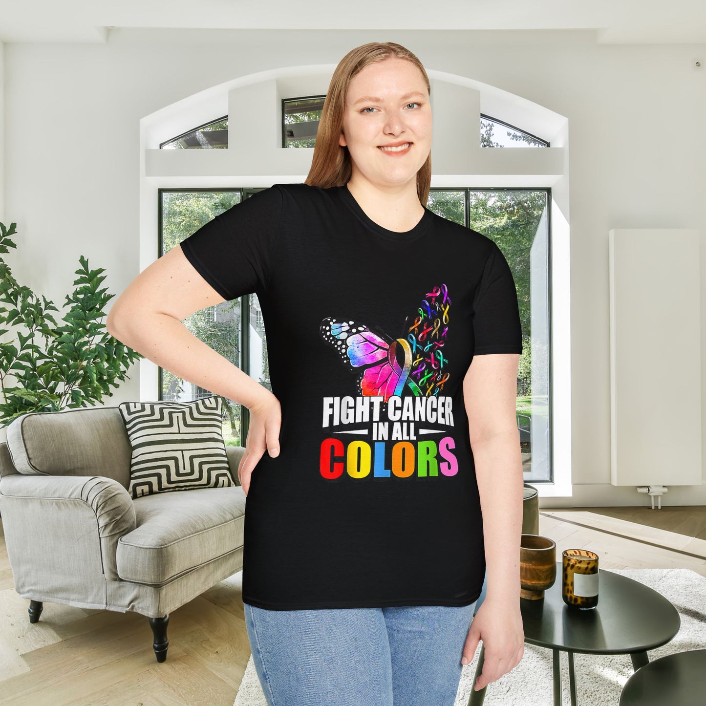 Butterfly Fight Cancer in All Colors 10 Adult T-shirt