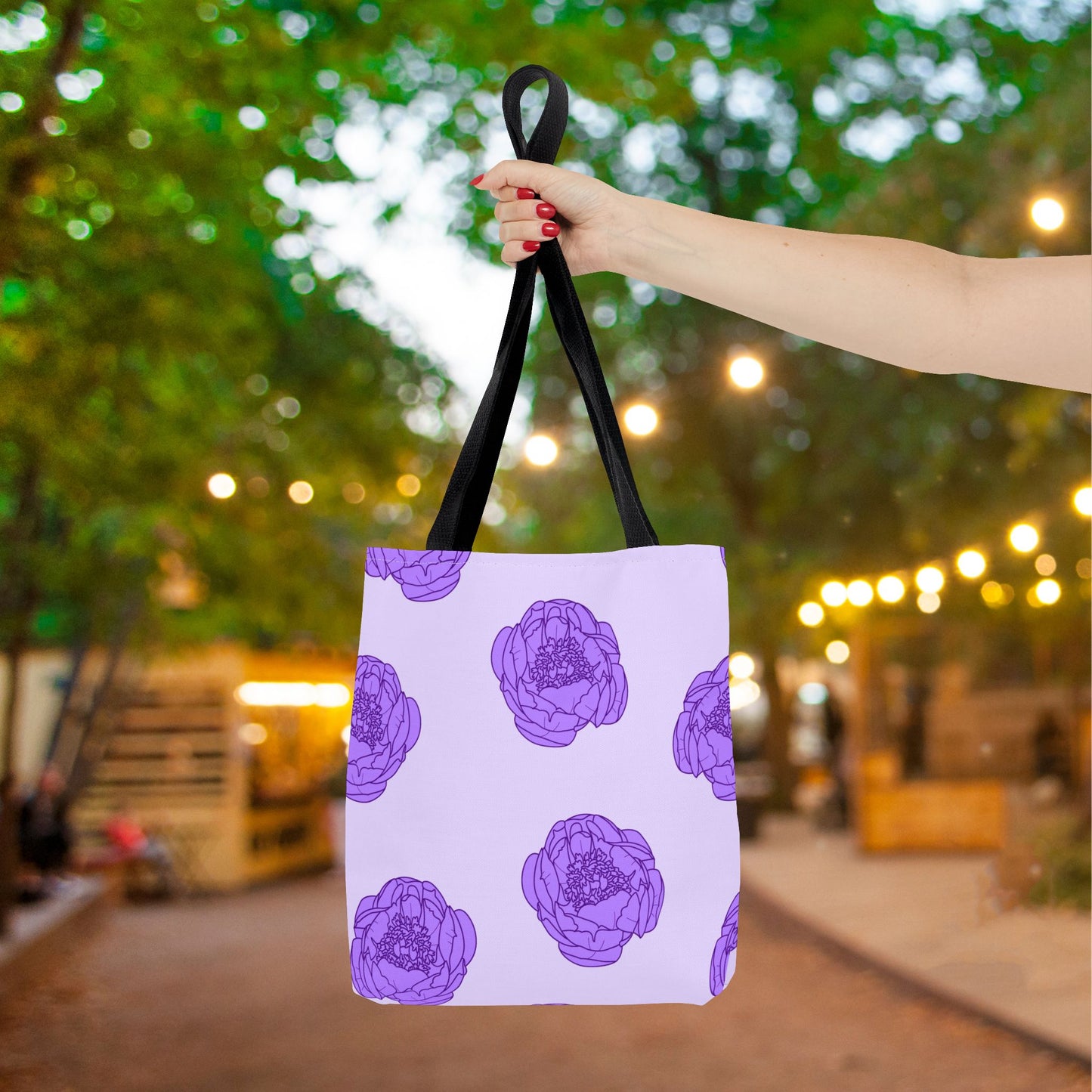 Lilac Mist Peonies Canvas Tote Bag
