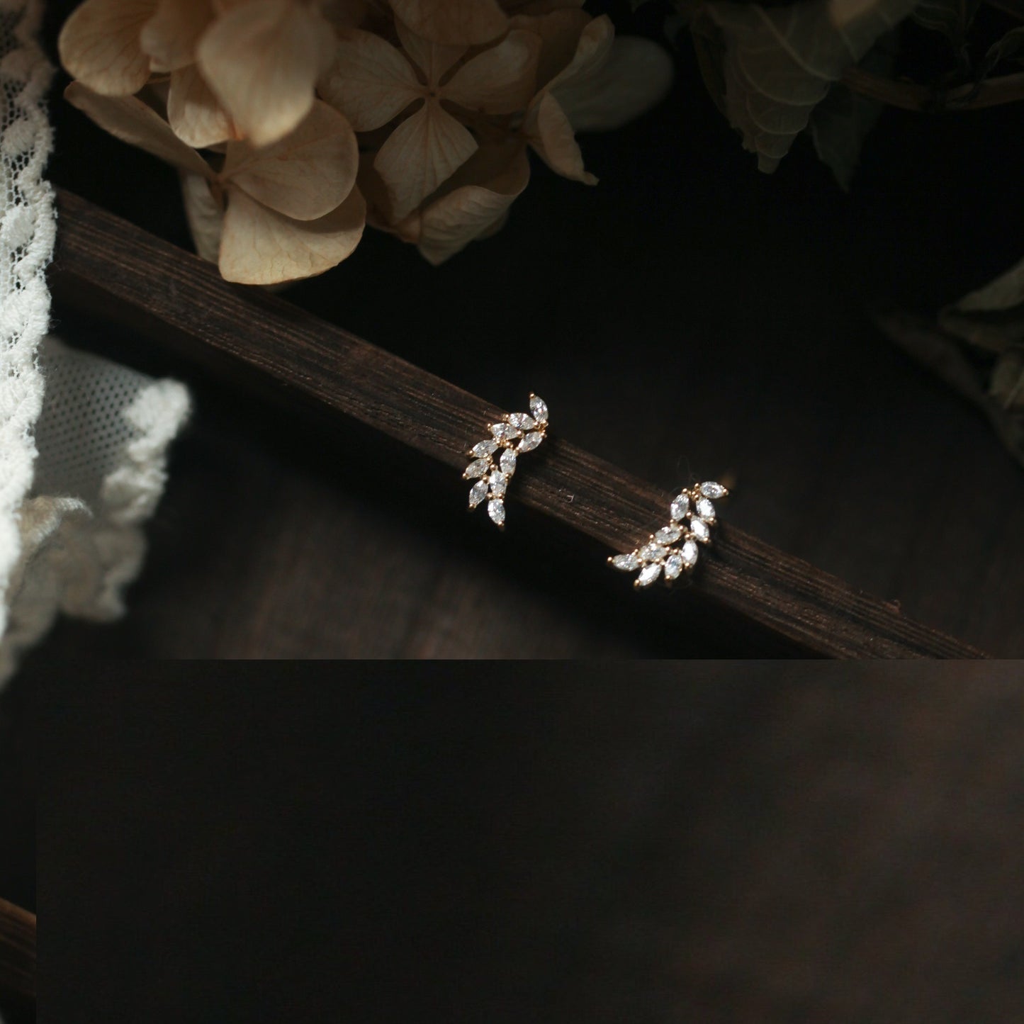 Exquisite Feather Rhinestone Sterling Silver Earring Studs