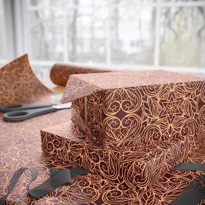 Golden Crimson Mandala Wrapping Paper