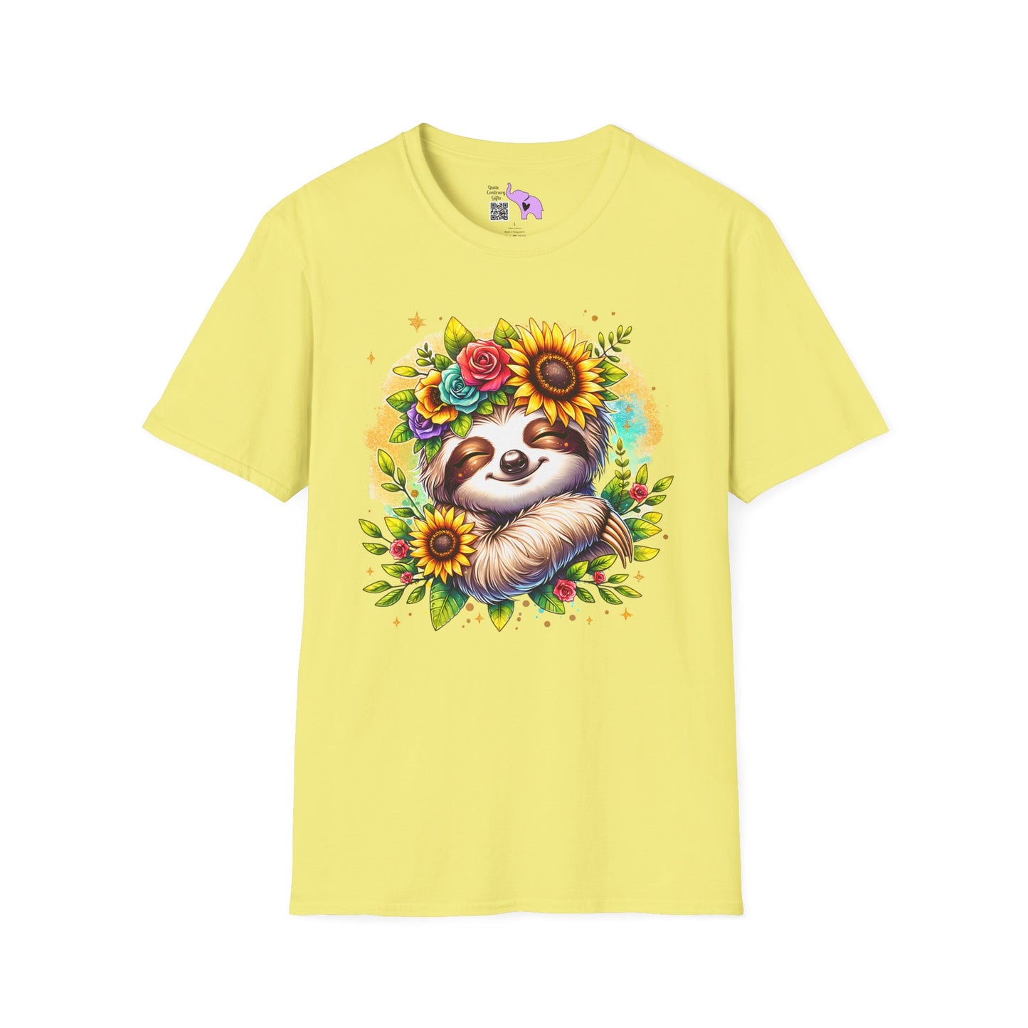 Flowery Sloth Adult T-shirt