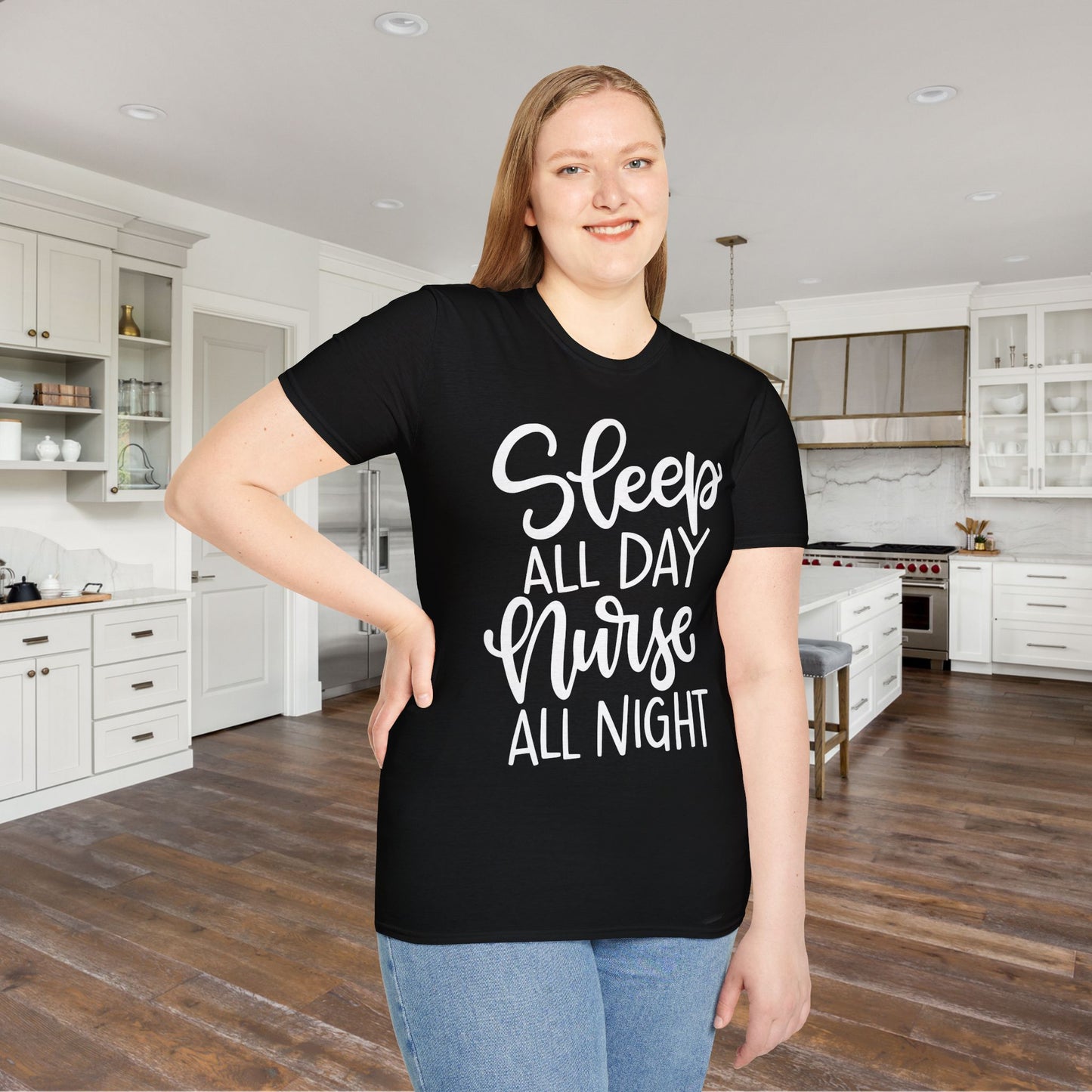 Sleep All Day Nurse All Night Adult T-shirt
