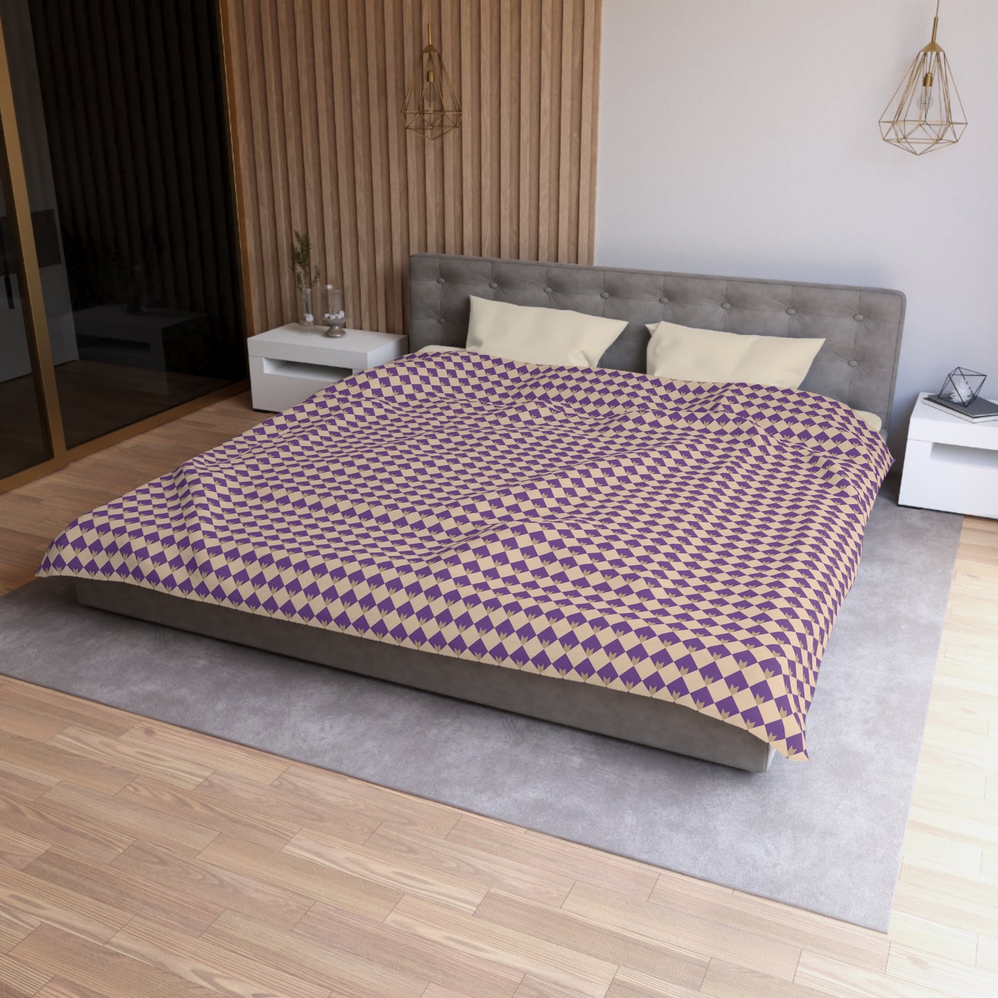 Diamond Bloom-Amethyst & Cream Duvet Bedding Set