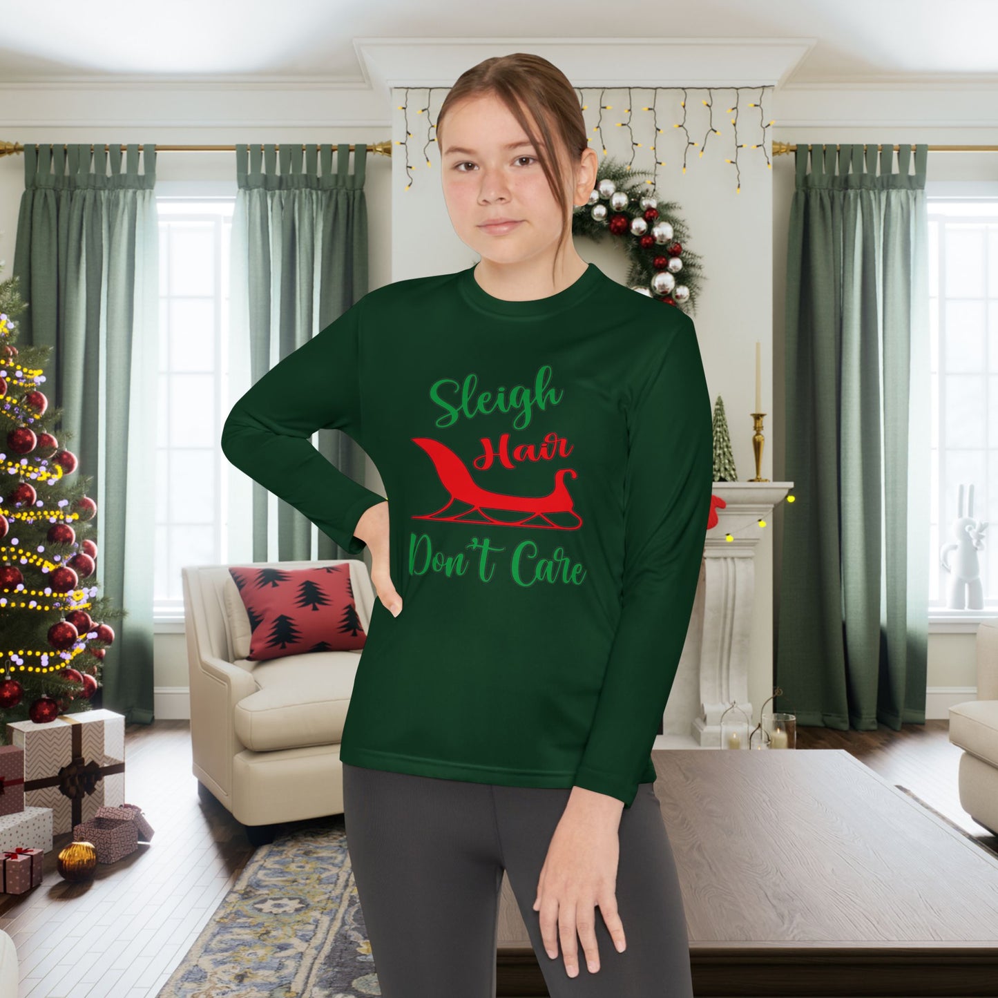 Sleigh Hair Don't Care Youth Long Sleeve Tee