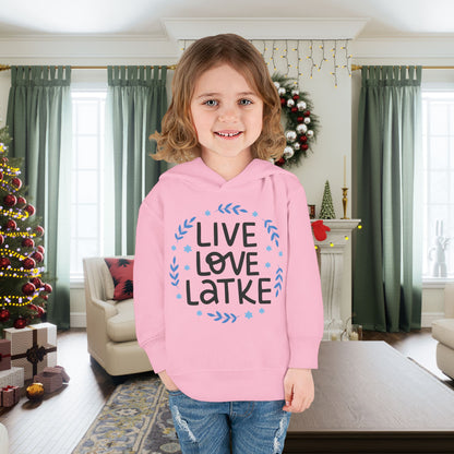 Hanukkah Live Love Latkes Toddler Pullover Fleece Hoodie