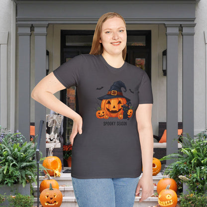 Spooky Season (Jack-O-Lantern/Black Cat) Adult T-shirt