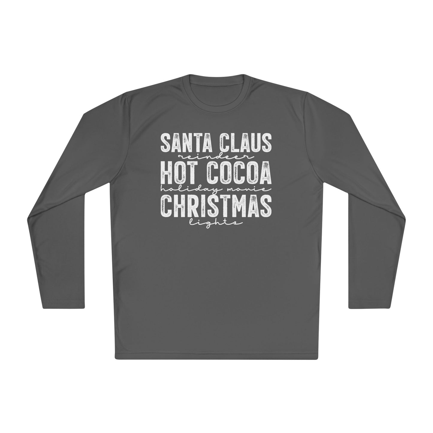 Santa Claus Hot Cocoa Christmas Adult Long Sleeve Tee