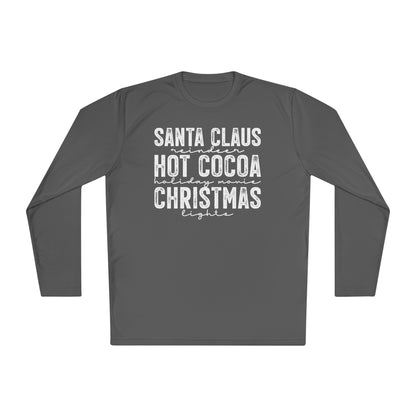 Santa Claus Hot Cocoa Christmas Adult Long Sleeve Tee