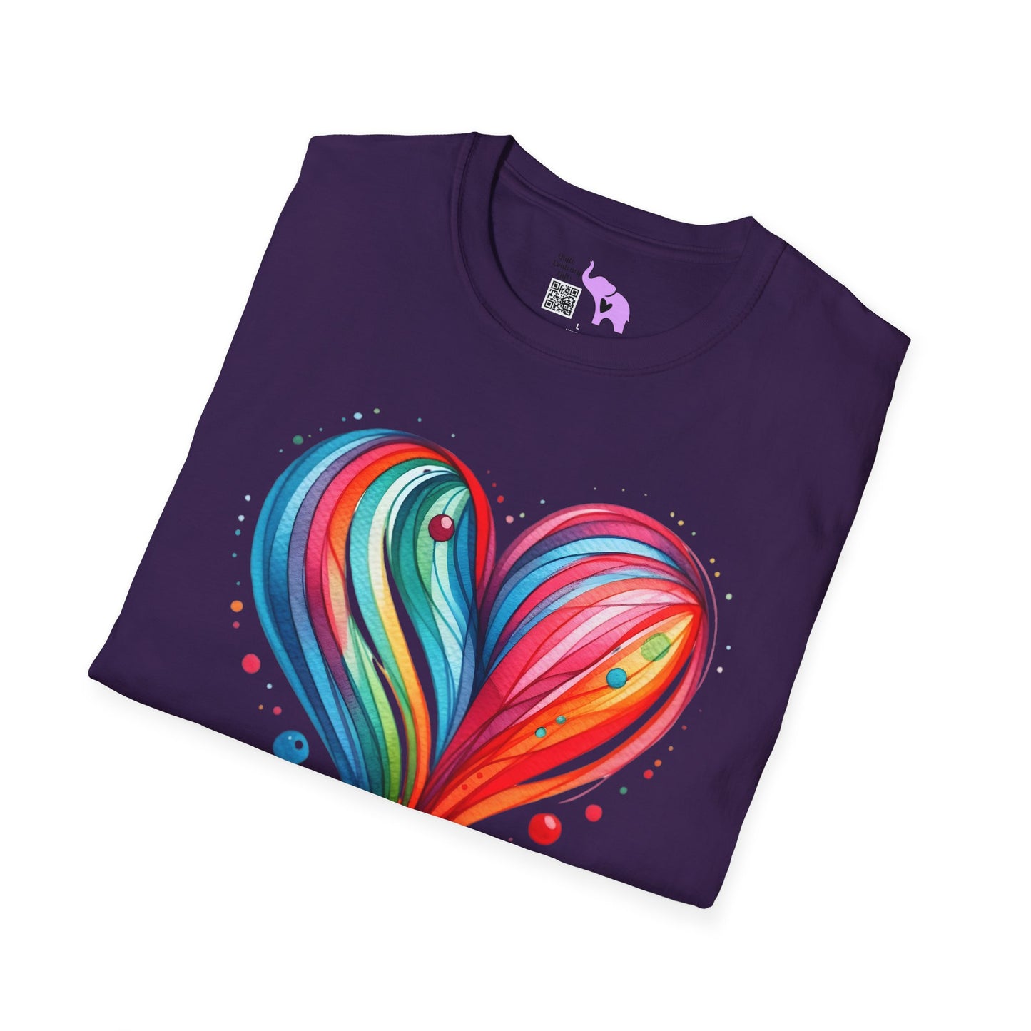 Blushing Rainbow Heart Adult T-shirt
