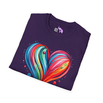 Blushing Rainbow Heart Adult T-shirt