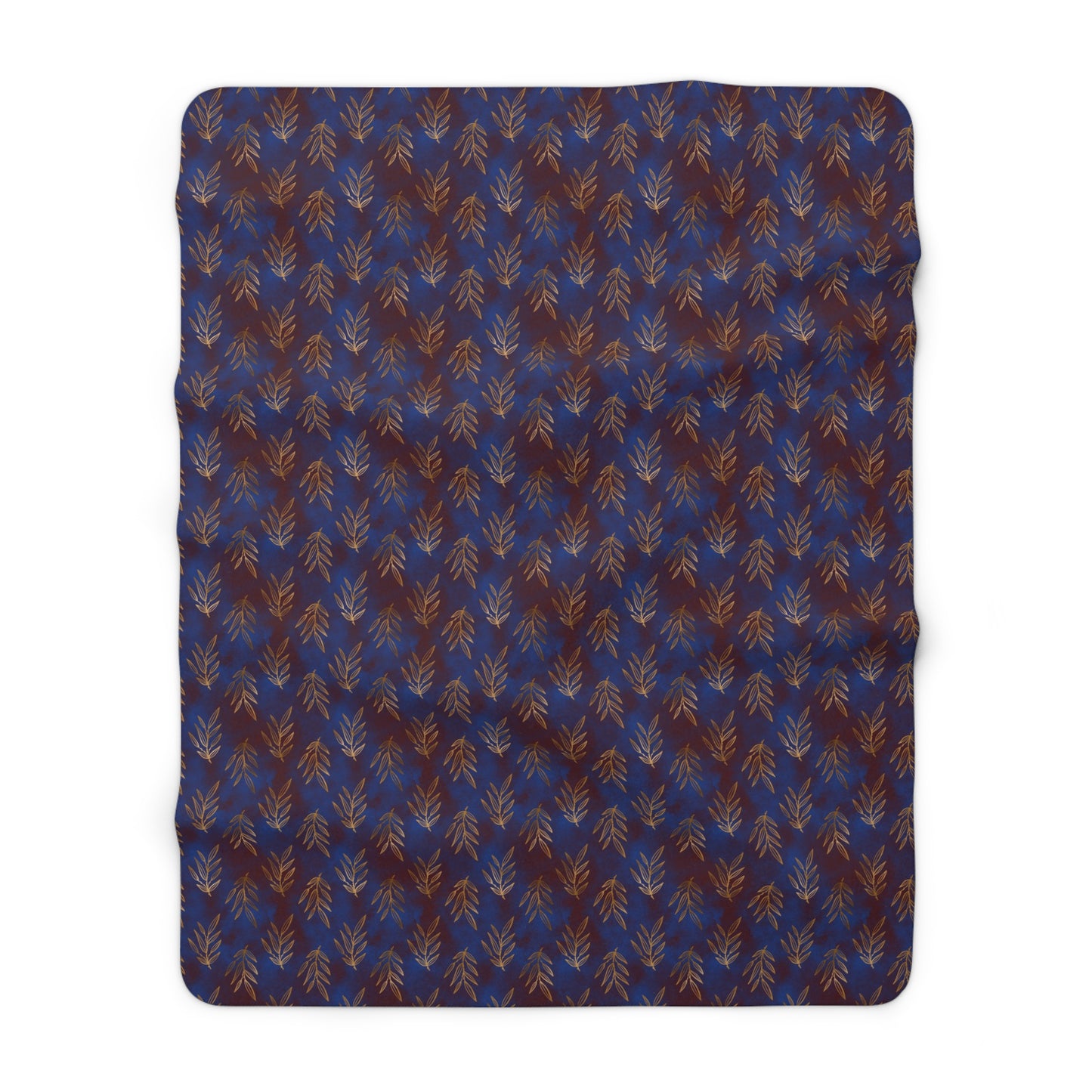 Midnight Gilded Leaves Fleece Blanket