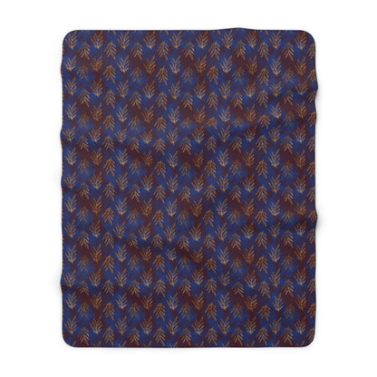 Midnight Gilded Leaves Fleece Blanket
