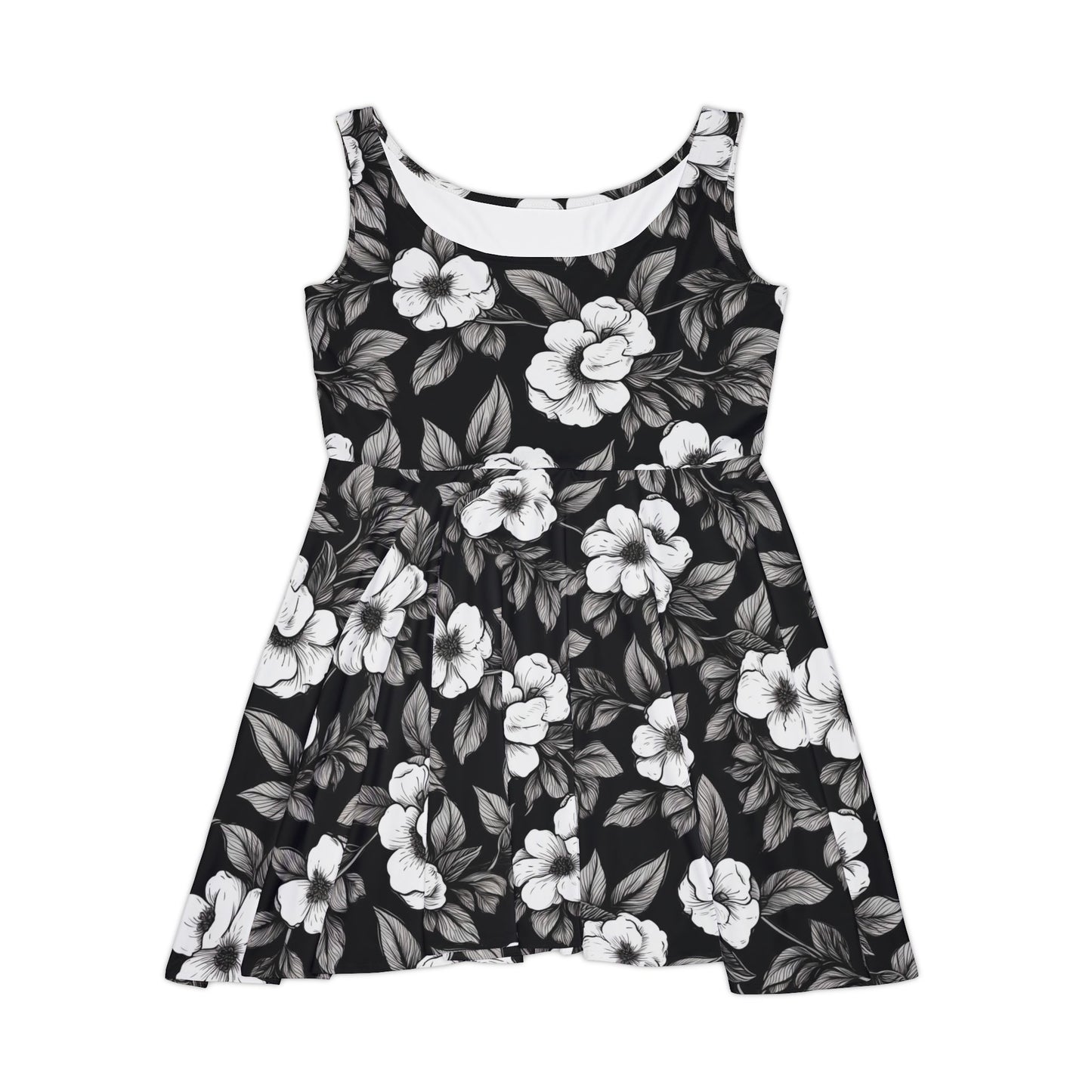Black & White Daisies Women's Skater Dress