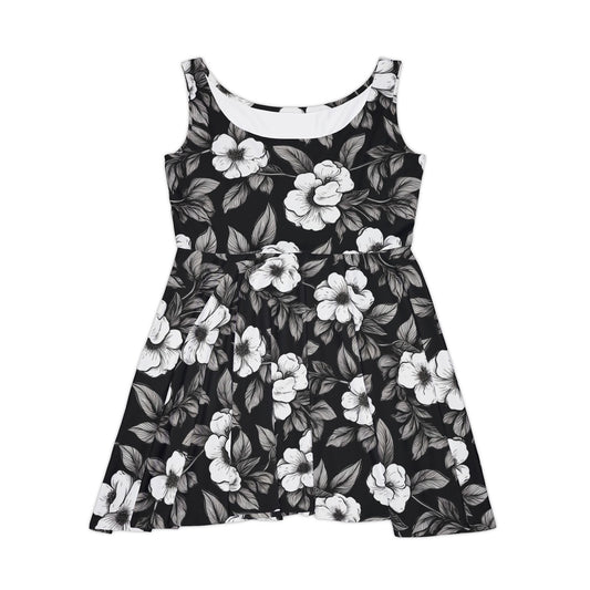 Black & White Daisies Women's Skater Dress