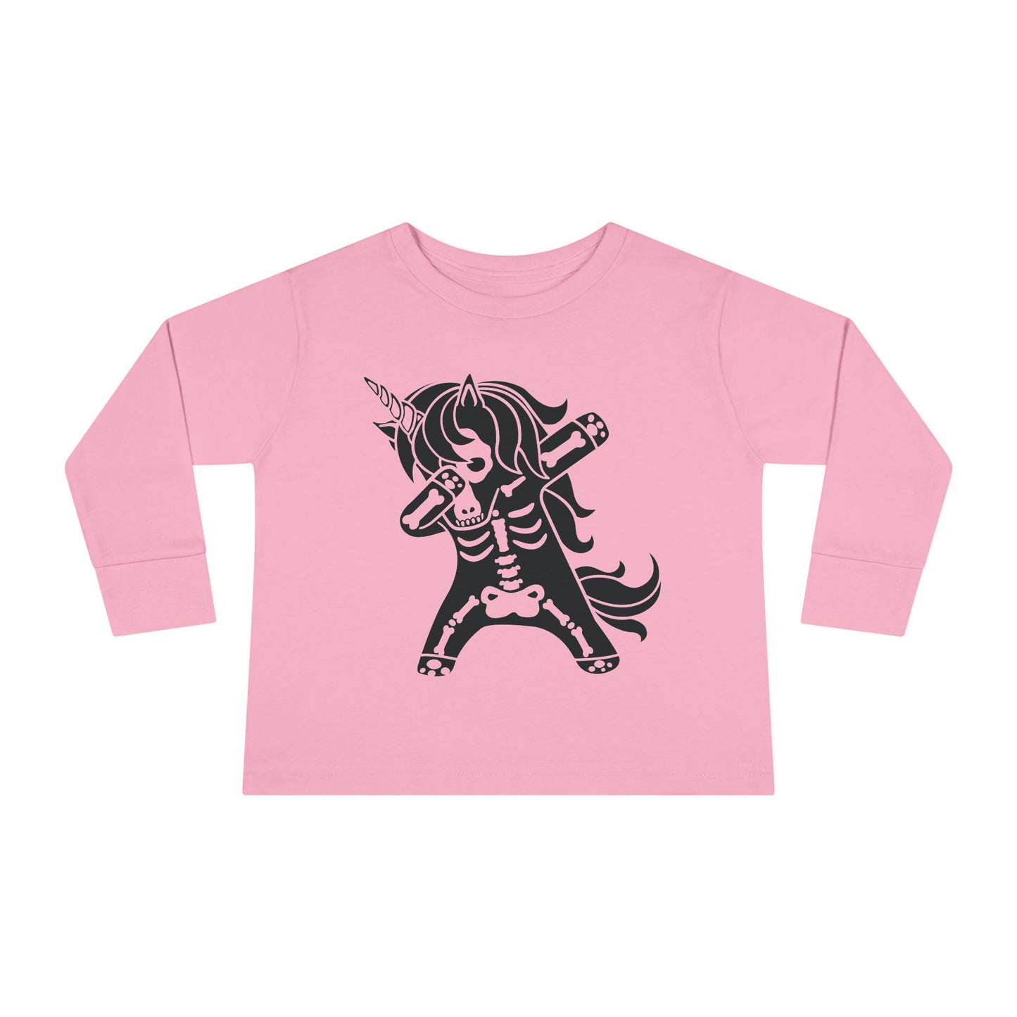 Dabbing Unicorn Skeleton Toddler Long Sleeve Tee