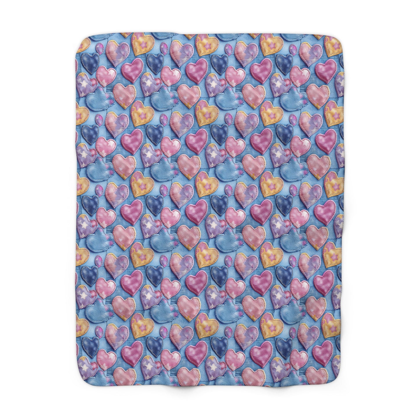 Color Pop Stitched Hearts Fleece Blanket