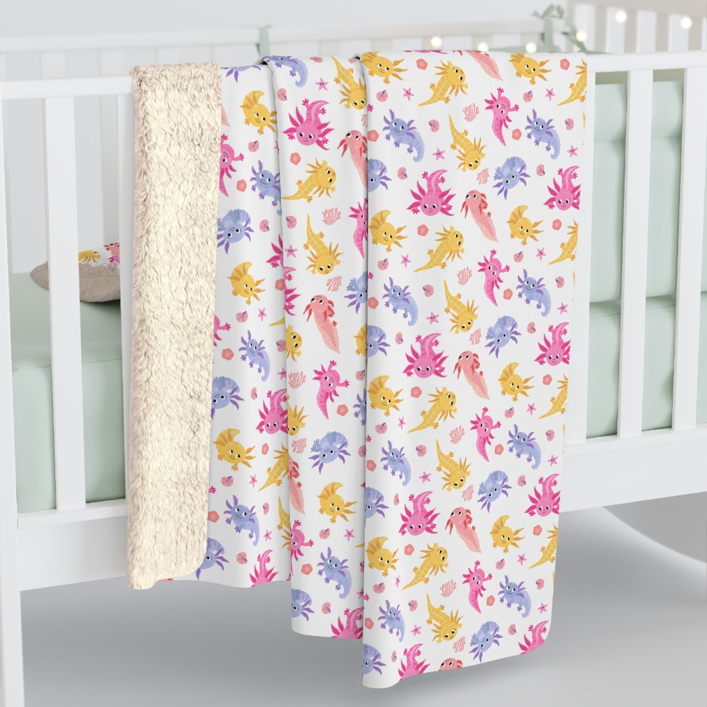 Axolotl Whimsy Sherpa Fleece Blanket