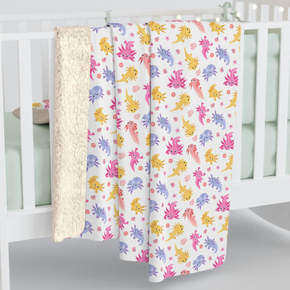 Axolotl Whimsy Sherpa Fleece Blanket
