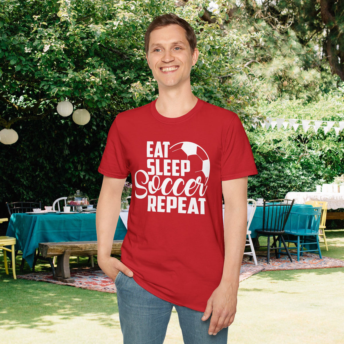Eat Sleep Soccer Repeat Adult T-shirt