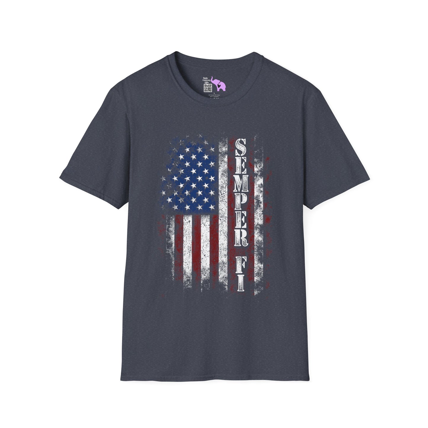 Semper Fi American Flag Adult T-Shirt