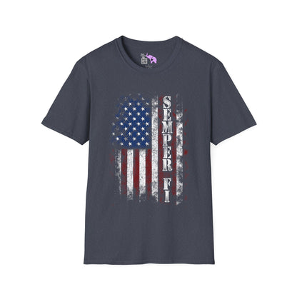 Semper Fi American Flag Adult T-Shirt